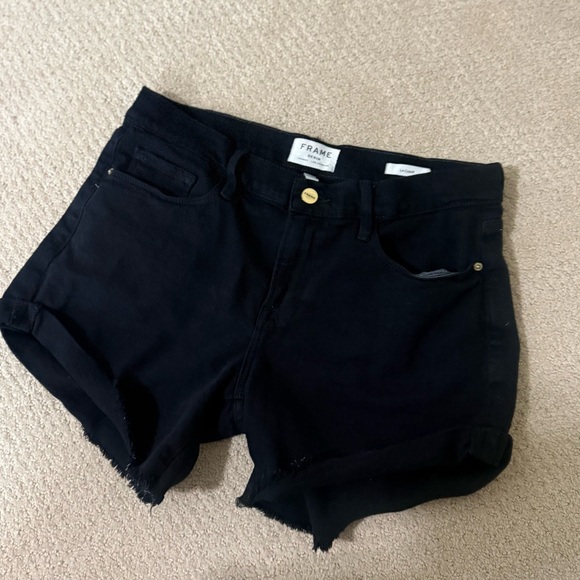 FRAME Le Cutoff Denim Shorts - Black - Picture 3 of 7
